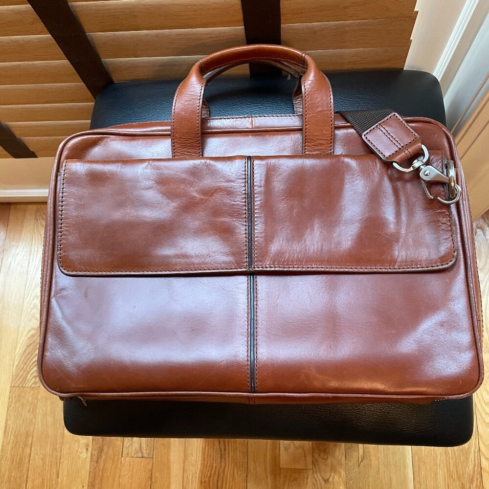Johnston & Murphy Brown Slim Leather Briefcase